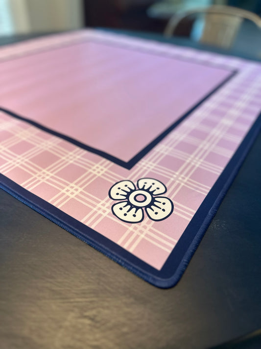 Lavender and navy plaid Mahjong Mat