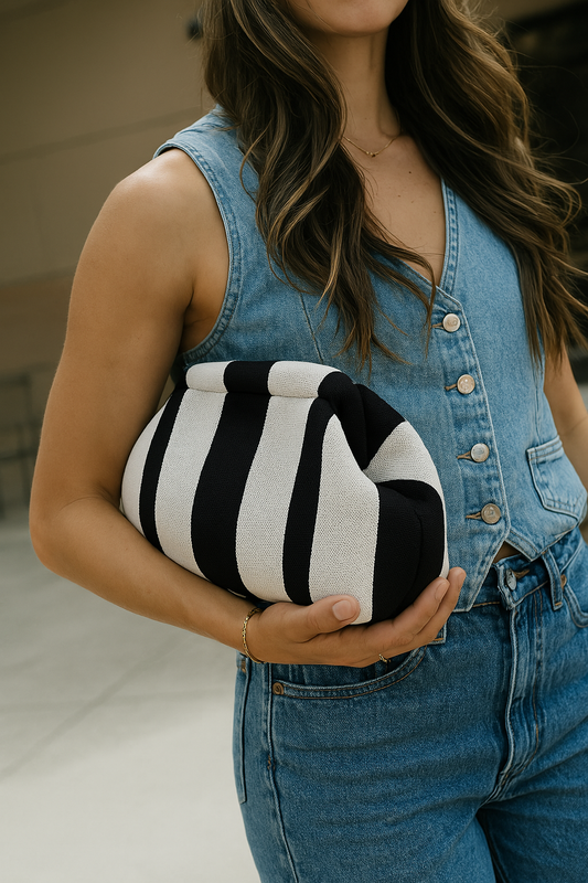 Striped Tile Bag- Black and White