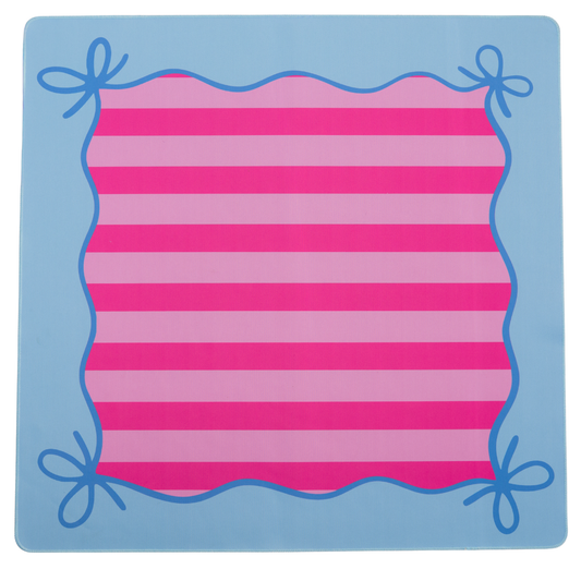 Mahjong Bow Mat- Blue and Pink