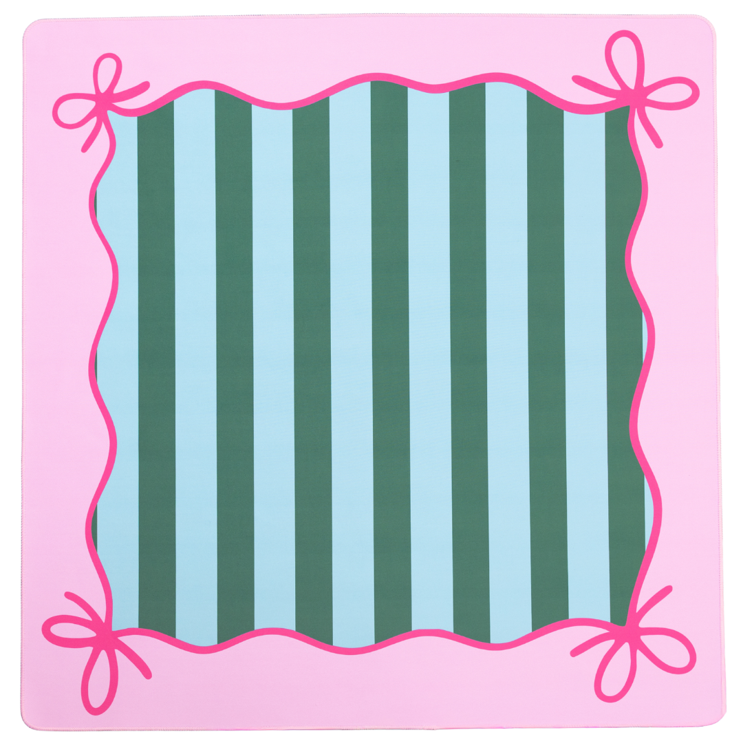 Mahjong Bow Mat- Green and Pink