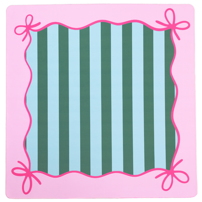 Mahjong Bow Mat- Green and Pink