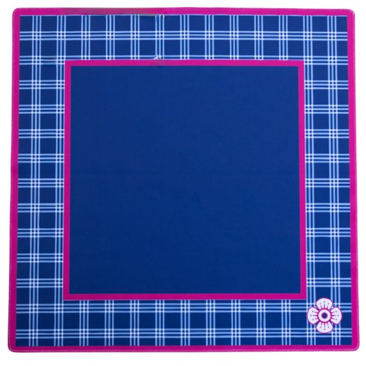Navy and Magenta plaid Mahjong Mat