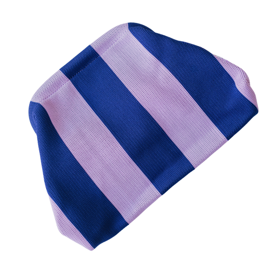 Striped Tile Bag- navy and lavender