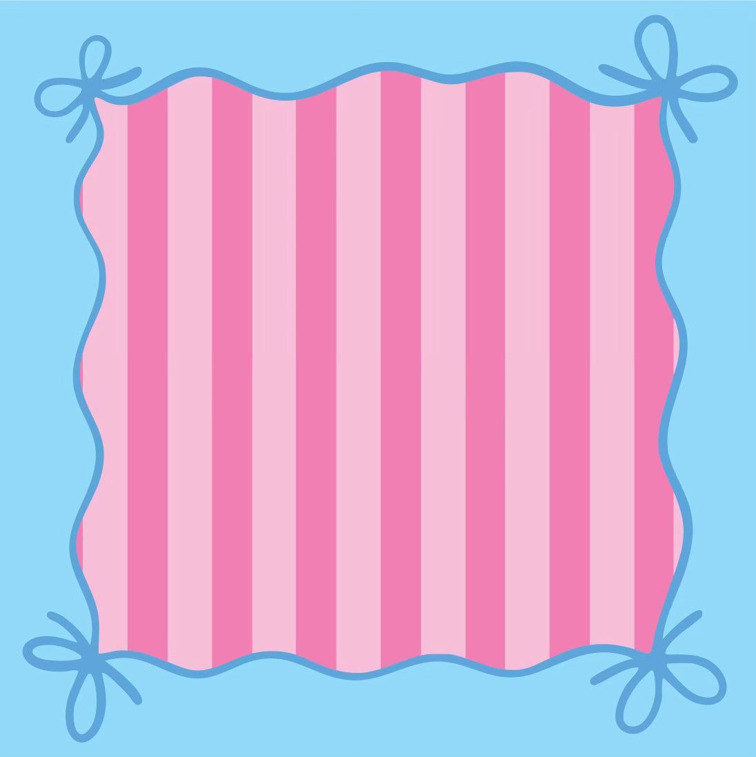 Mahjong Bow Mat- Blue and Pink