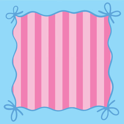 Mahjong Bow Mat- Blue and Pink