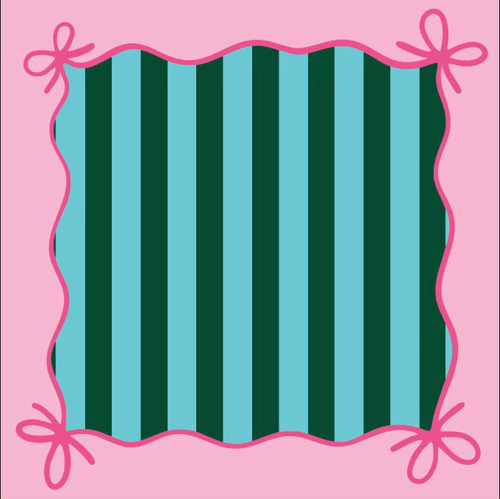 Mahjong Bow Mat- Green and Pink