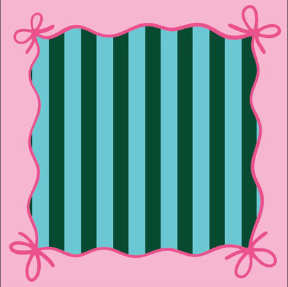 Mahjong Bow Mat- Green and Pink