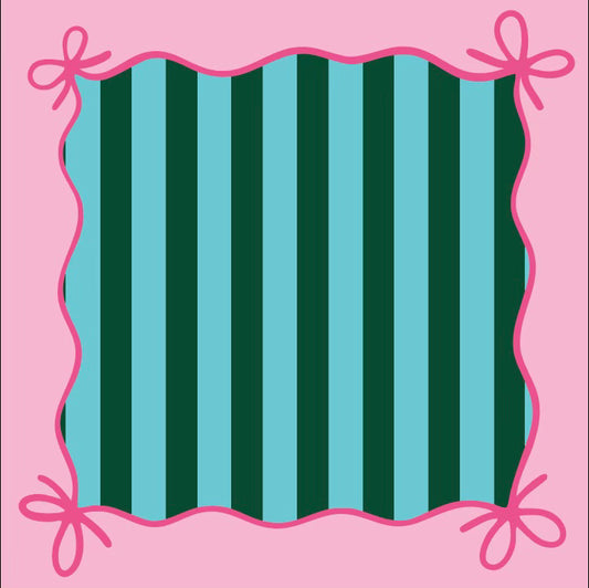 Mahjong Bow Mat- Green and Pink