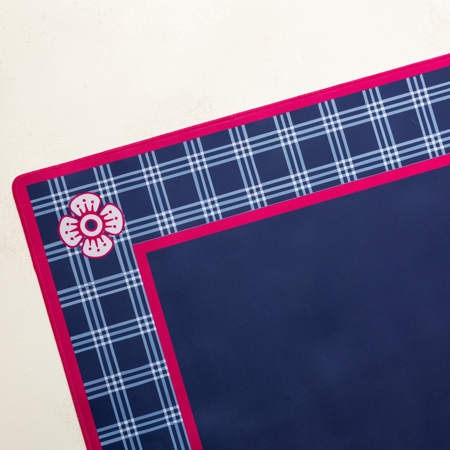 Navy and Magenta plaid Mahjong Mat