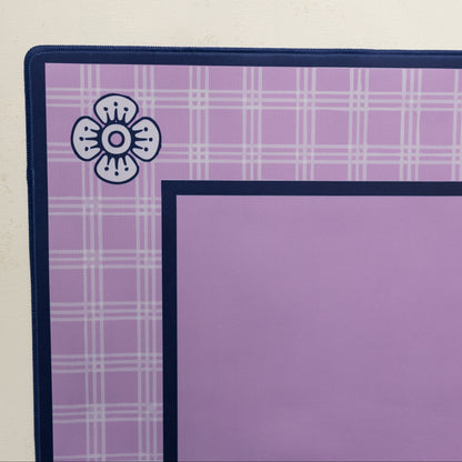 Lavender and navy plaid Mahjong Mat