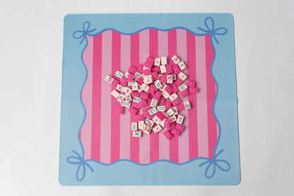 Mahjong Bow Mat- Blue and Pink