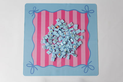 Mahjong Bow Mat- Blue and Pink