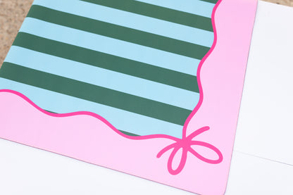Mahjong Bow Mat- Green and Pink