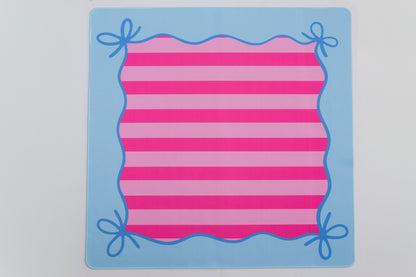 Mahjong Bow Mat- Blue and Pink