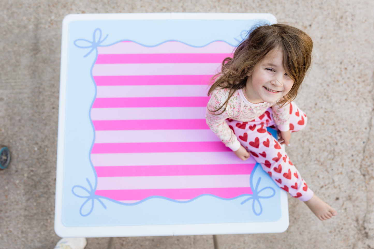Mahjong Bow Mat- Blue and Pink