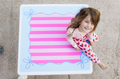 Mahjong Bow Mat- Blue and Pink