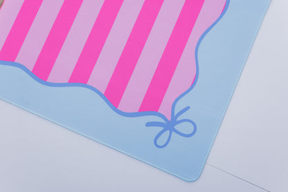 Mahjong Bow Mat- Blue and Pink
