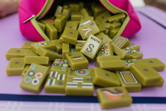 Lavender and navy plaid Mahjong Mat