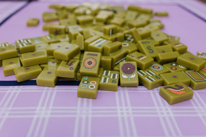 Lavender and navy plaid Mahjong Mat